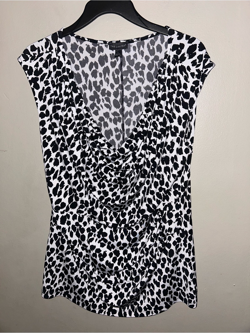The Limited Shirt - white/black animal print cowl neck Y2K style
